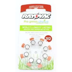  Rayovac Hearing Aid Battery Size 312, 8 Pack (L312ZA 8ZM 