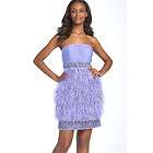 New $528 SUE WONG Strapless OSTRICH Feather Dress 8 PERIWINKLE Prom 