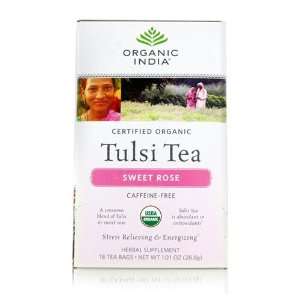 Organic India Tulsi Sweet Rose Tea 18 Bags Per Box 1 Box  