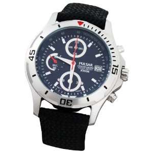  PULSAR MENS WATCH BLUE WITH 3SUBDIALS BLK BAND PF8139 