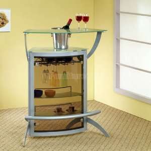   Furniture Silver Bar Unit with Glass Top 100135 Furniture & Decor