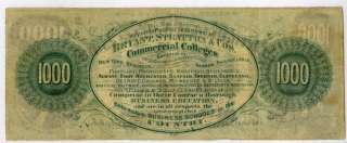 US Paper Money 1864 $1000 Tuition Note Obsolete NY XF  