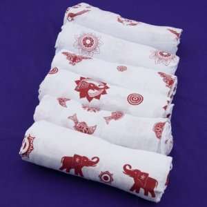  Zen Red   6 Pack, Organic Muslin Swaddling Blankets: Baby