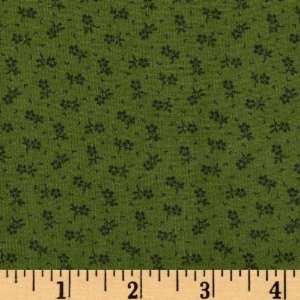44 Wide Colonial Poison Green & Cheddar Tossed Flowers Green Fabric 