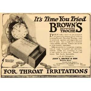  1924 Ad Browns Bronchial Troche Throat Irritations Safe 