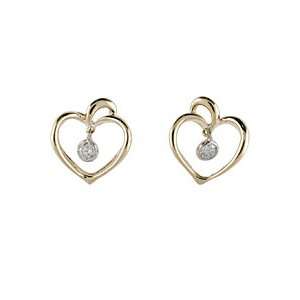   : 14K Yellow Gold 0.15 ct. Diamond Heart Earrings: Katarina: Jewelry