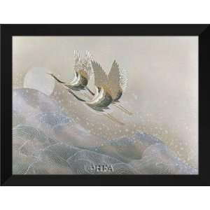  Keiichi Nishimura FRAMED Art 28x36 Cranes Over Waves 