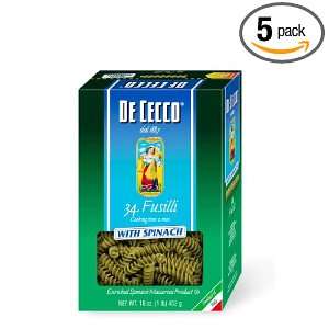 DeCecco Tri Color Fusilli, 16 Ounce Boxes (Pack of 5)  