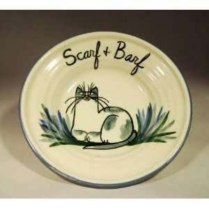  Scarf & Barf Cat Bowl or Plate by Moonfire Pottery 