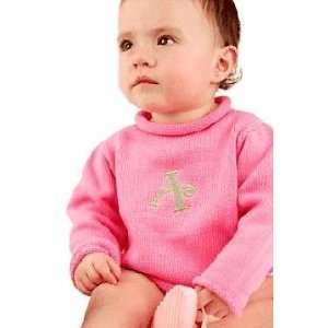    Girls Roll Neck Sweater Monogrammed   Pink 3T: Toys & Games