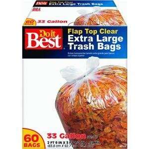  Trash Bag, 33GAL/60CT TRASH BAGS: Home Improvement