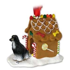 NEW Afghan Hound Black & White Ginger Bread House Christmas Ornament