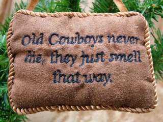New Brown Old Cowboy Rope Pillow Western Tree Ornament  