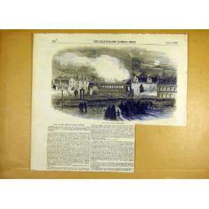  Fire Chester Grand Stand Race Course Old Print 1855
