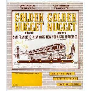 Continental Trailways Golden Nugget Route Brochure 1956 New York San 