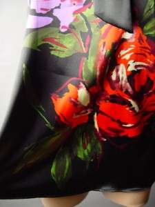   Watercolor Art Floral Rose Print High Tie Neck Trapeze Top Blouse S