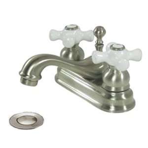   Brushed Nickel 4 bathroom sink lav faucet + drain