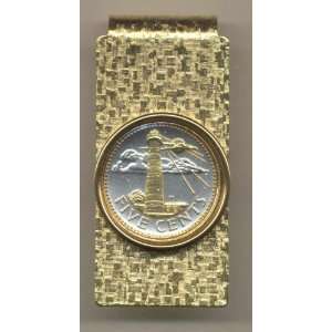   Toned Gold on Silver Barbados Light house, Coin   Money clips: Beauty
