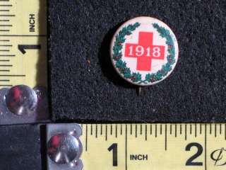 Original WW1 World War I 1918 Red Cross Christmas Wreath Pin / Pinback 