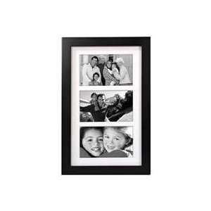   Wall Series Wood Frame, for Three 5x7 Photographs, Color/Style: Black