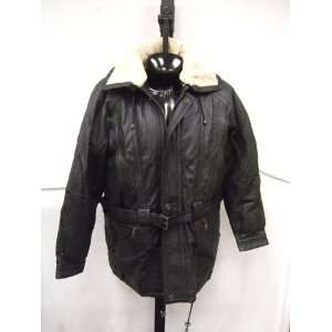  Toskana Mens Genuine Leather Hooded Coat Size L 