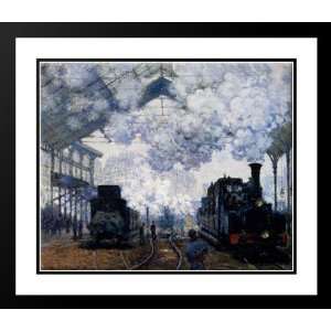   Framed and Double Matted The Gare Saint Lazare Arrival Of A Train