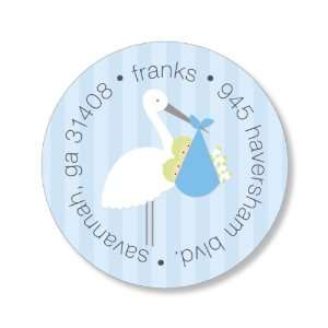  Stork Tortola Twins Round Baby Shower Stickers Everything 
