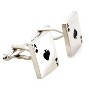  Silver Aces Poker Game Cufflinks Jewelry