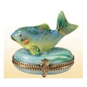 Beautiful Rainbow Trout Fish French Limoges Box