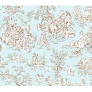 Elegant Blue Toile Double Roll Wallpaper:  Kitchen & Dining