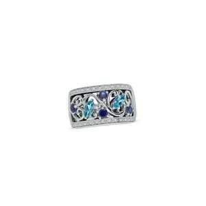ZALES Diamond and Marquise Blue Topaz with Lab Created Blue Sapphire 