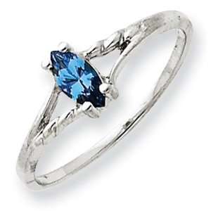  Blue Topaz Birthstone Ring in 14k White Gold: Jewelry