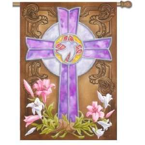    Religious Easter Flag Cross & Lillies Patio, Lawn & Garden
