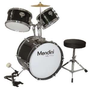  Mendini 3 Piece Black Junior Drum Set Musical Instruments