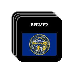US State Flag   BEEMER, Nebraska (NE) Set of 4 Mini Mousepad Coasters