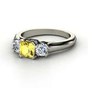  Mirabella Ring, Princess Yellow Sapphire 14K White Gold 