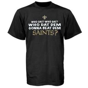  New Orleans Saints Black Who Dat T shirt: Sports 