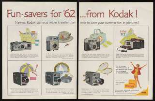 1962 Kodak Brownie Starmatic Movie Cameras 2 Page Ad  