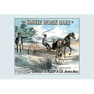 Yankee Horse Rake   12x18 Framed Print in Gold Frame (17x23 finished)