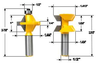 pc 1/2SH Edge Banding Tongue & Groove Router bit Set  