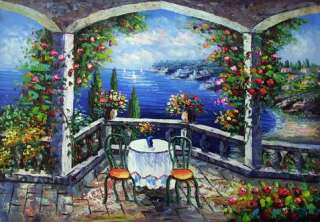 MEDITERRANEAN DINNER FOR TWO OIL PAINTING 36 x 24  