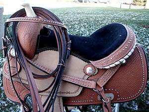   oil leather ROUGHT OUT Western Horse Show Barrel Saddle Bridle BP Pk