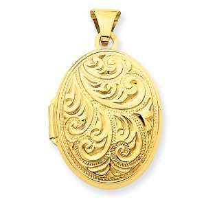  14k Gold Domed Oval Locket Jewelry