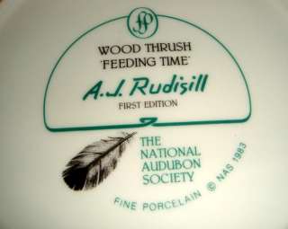 RUDISILL Audubon Society WOOD THRUSH 83 Heirloom Plate  