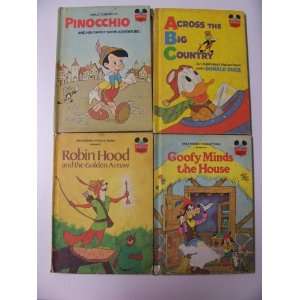 Set of 4 Hardcover Disney Books (Robin Hood, Pinocchio, Goofy Minds 