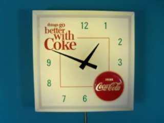 Vintage 1960s Coca Cola LIGHTED Wall Clock Sign Things go better 