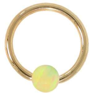   16 Yellow Opal Solid 14kt Yellow Gold Captive Bead Ring  4mm Ball