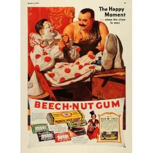  1937 Ad Beech Nut Gum Circus Performers Clown Strongman 