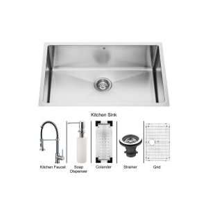  Vigo Industries Undermount Kitchen Sink, Faucet, Colander, Grid 