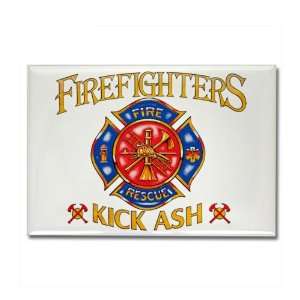   Rectangle Magnet Firefighters Kick Ash   Fire Fighter 